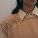 Effortless Edit Embroidered Beige Bib