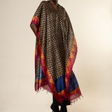 Gold Polka Dotted Tussar Peace Silk 3 in 1 Cape