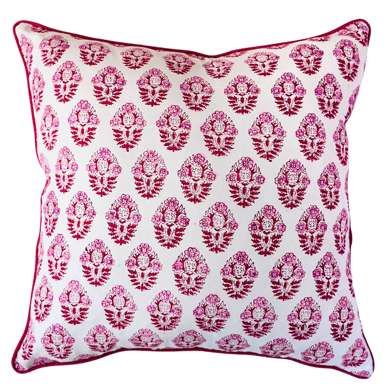 Hand Block Printed Square Cushion Covers with Piping
