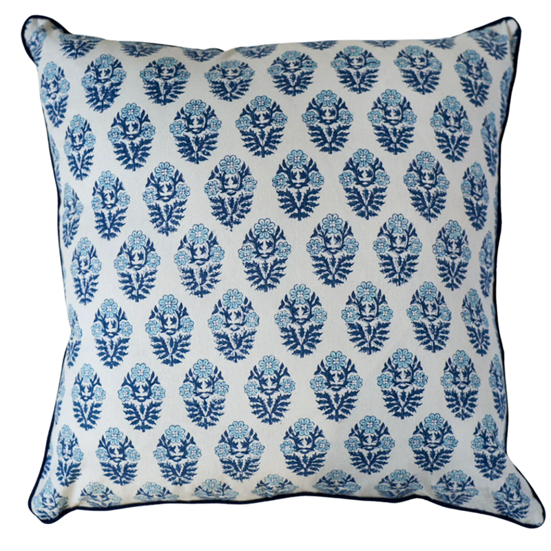 Hand Block Printed Square Cushion Covers with Piping